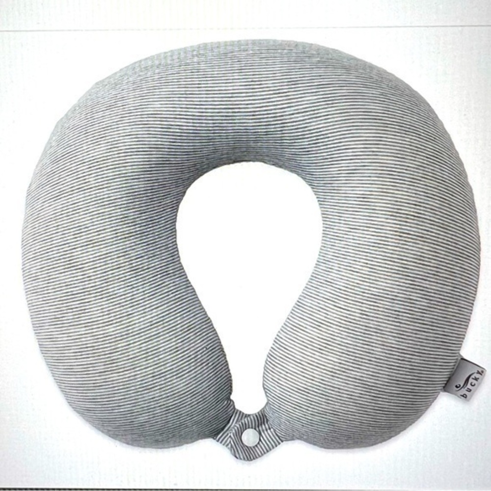 Bucky Memory Foam Jersey Stripe Neck Pillow Gray or Red, Comment to Choose Color